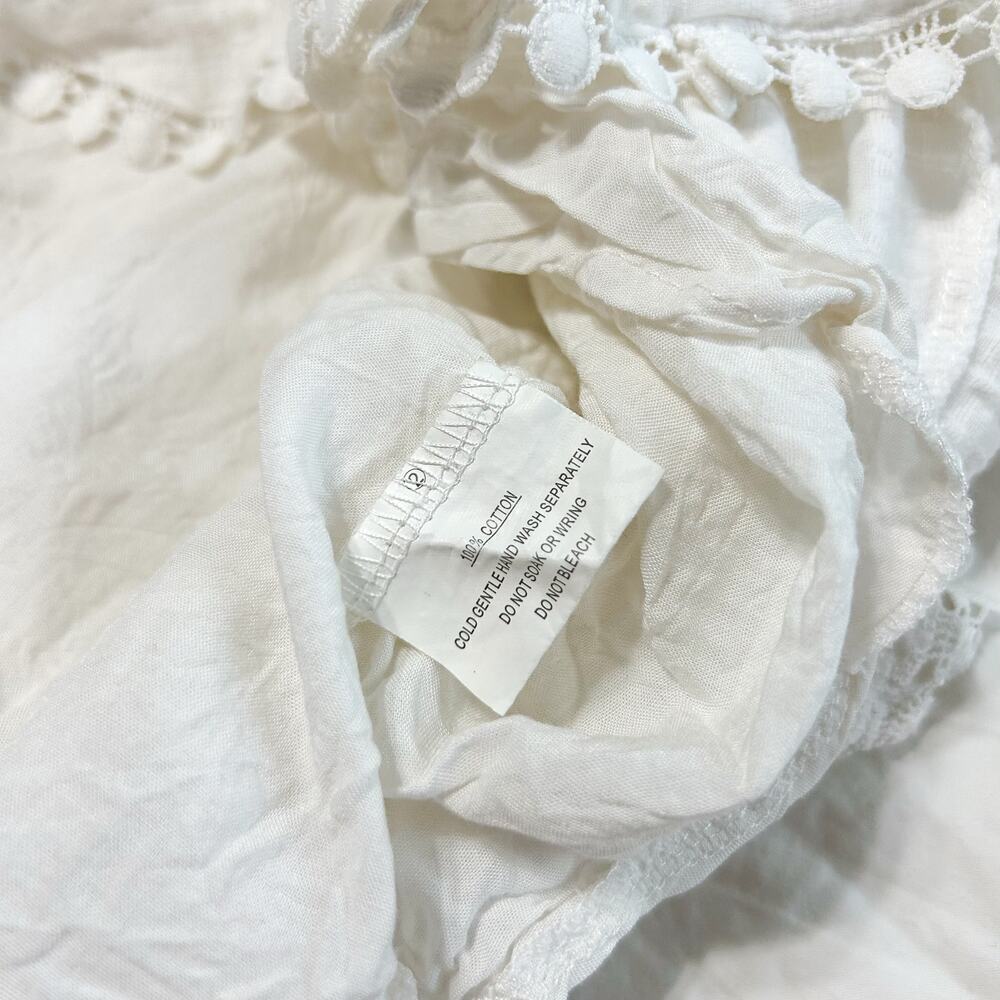 Showpo Saints + Secrets White Puff Sleeve Ruffle Mini Dress Size S Cotton EUC - Picture 10 of 10